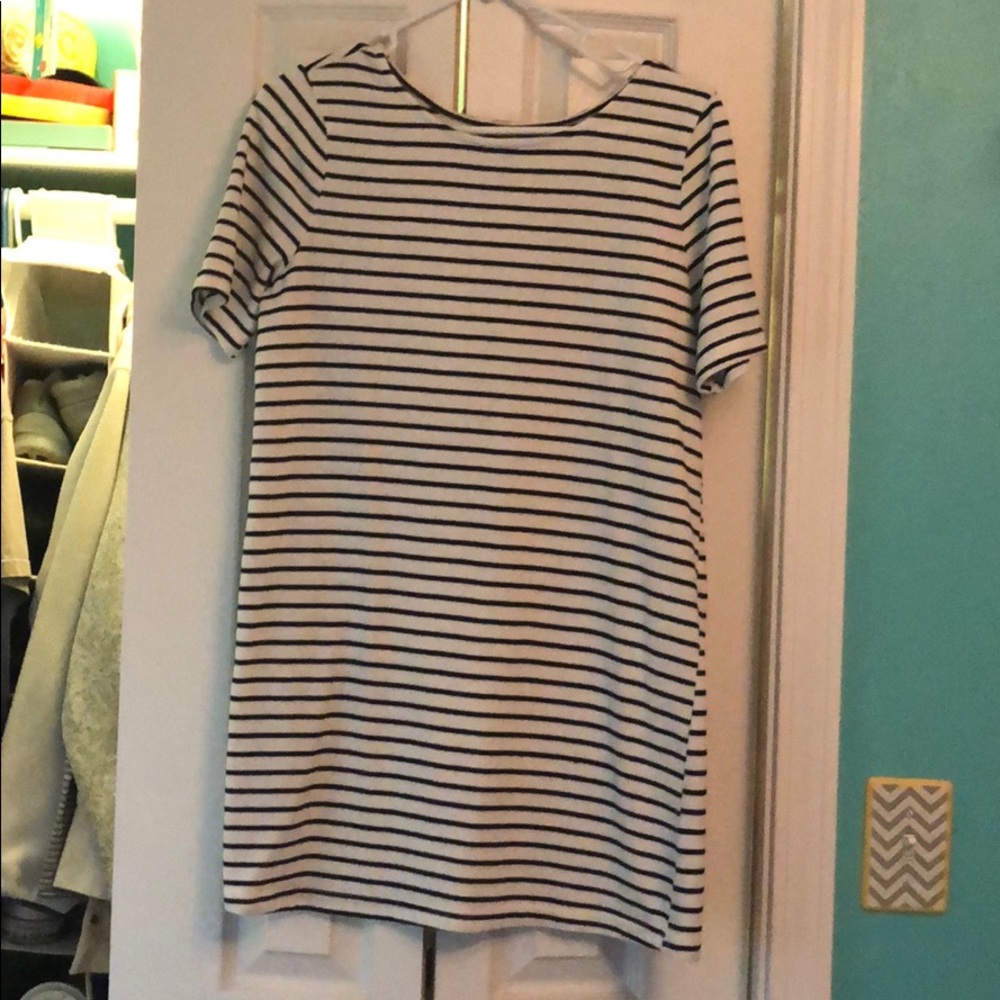 White & black striped t-shirt dress